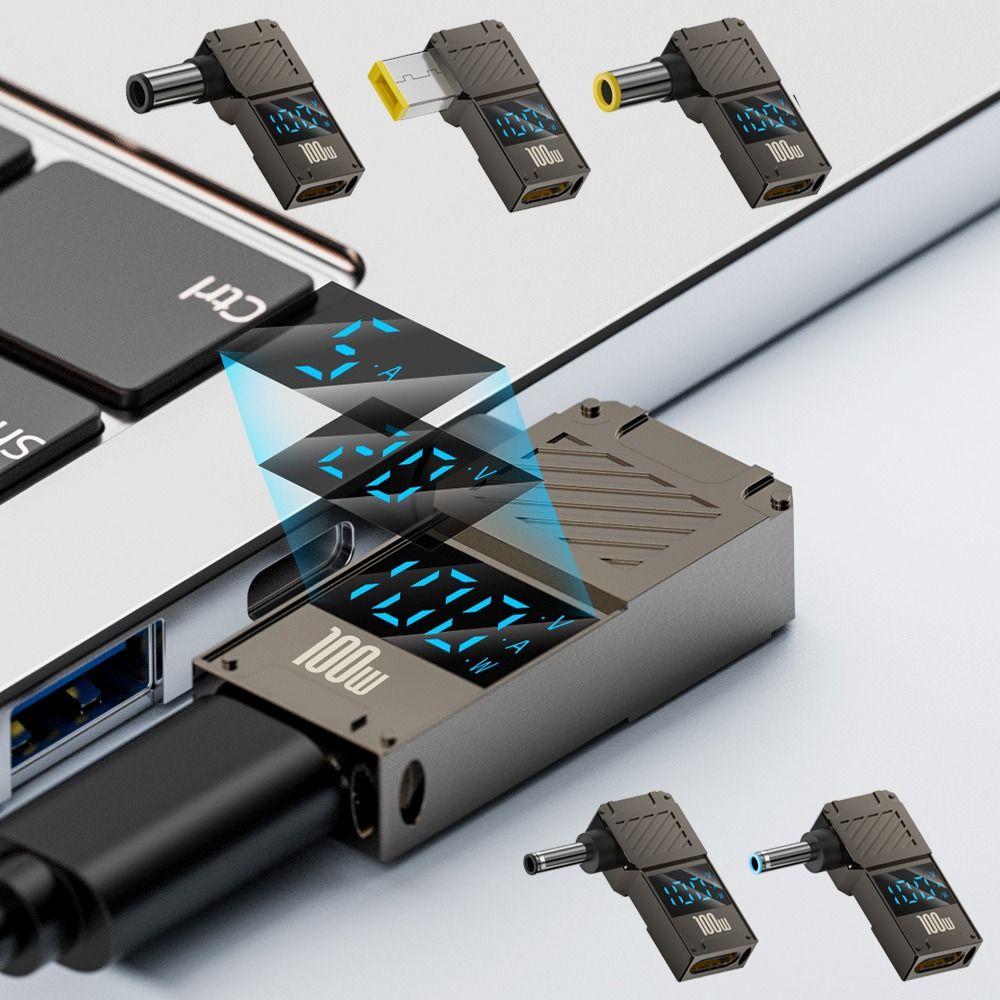 PD 100 Вт USB-C к DC Конвертер Цифровой дисплей Зарядное устройство для ноутбука Штекер для Lenovo/HP/Dell