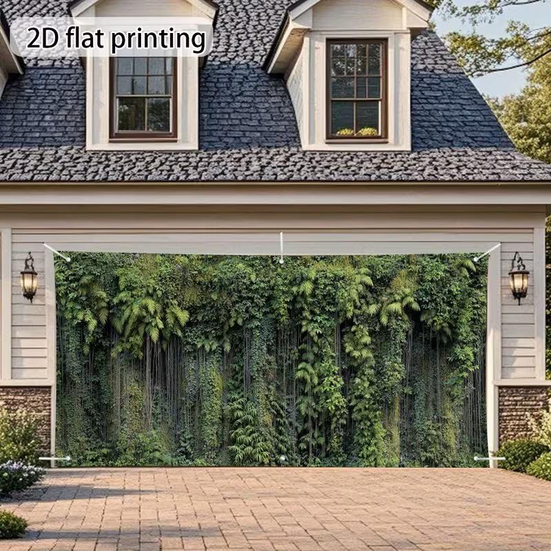 2D Hanging Vines Fern Green Wall Garage Door Backdrop Banner