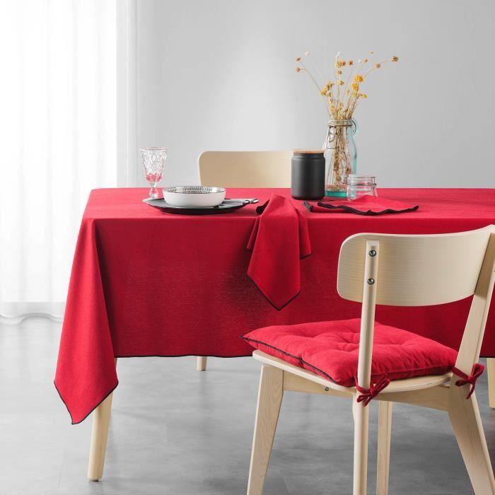 Serviettes de table - Mistralines - Lot de 3 - Coton recyclé - 40 x 40 cm - Rouge