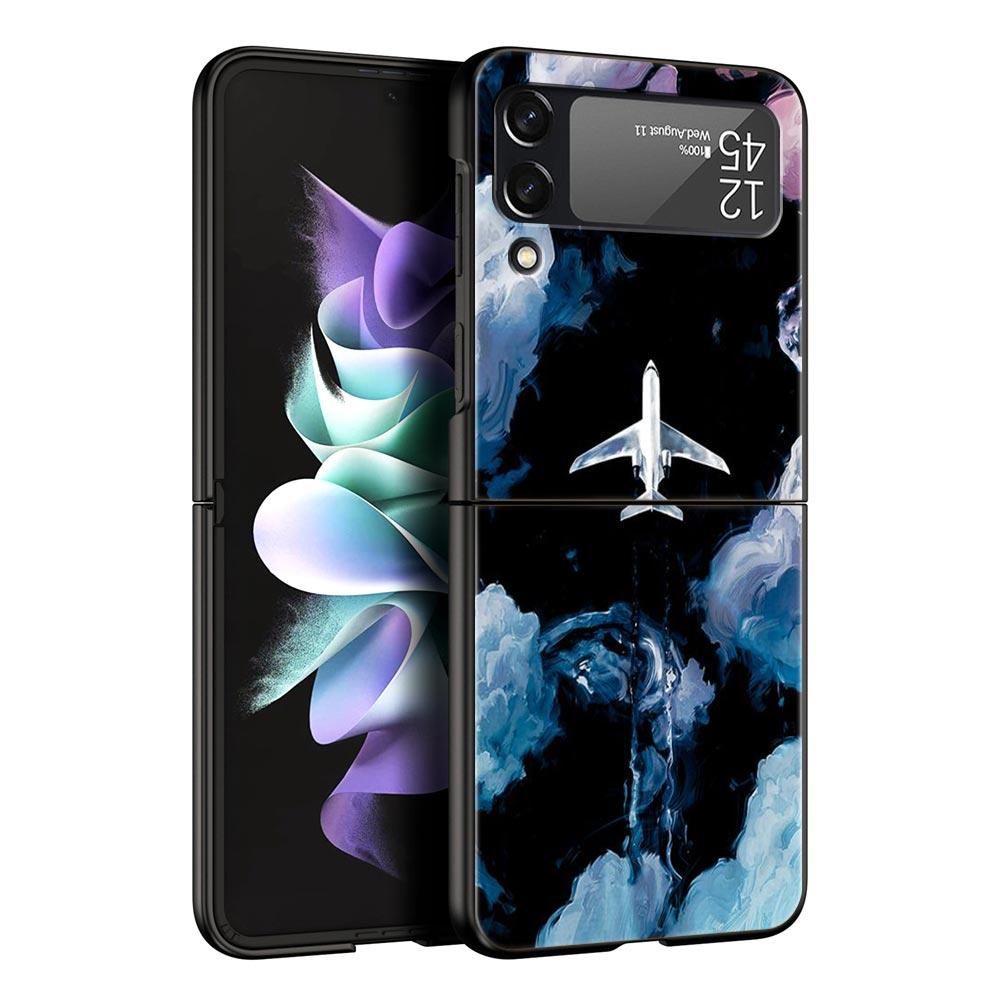 Чехол для телефона Z Flip 4 для Samsung Galaxy Z Flip 3 5G ZFlip3 Flip3 zflip Flip4, черный жесткий чехол для ПК, чехол для самолета с картой мира, дорожный чехол