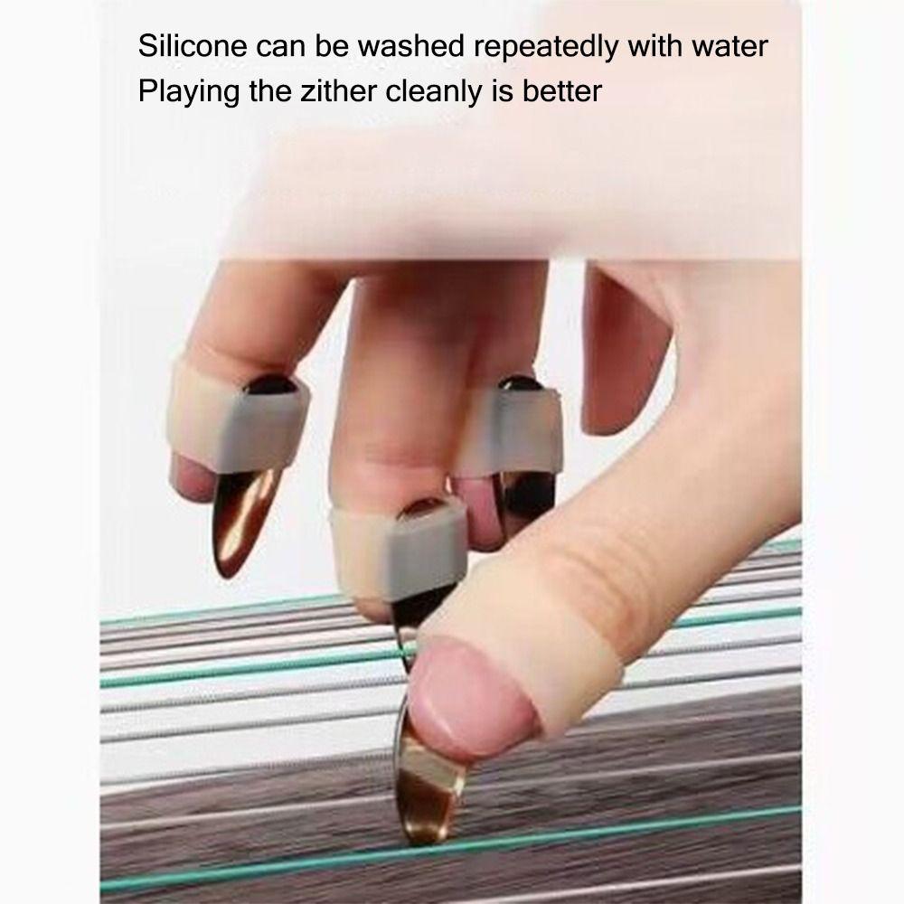 Silicone Guzheng Nail Cover Guzheng Practice Finger Protector Nail Tips Fixing Ring