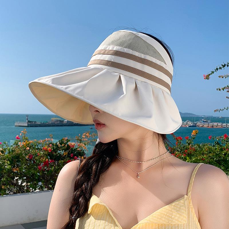 Big Eaves Empty Top Sun Hat Hat Women's UV Protection Versatile Face Cover Sun Protection Hat Outdoor Travel Show Washbasin Hat