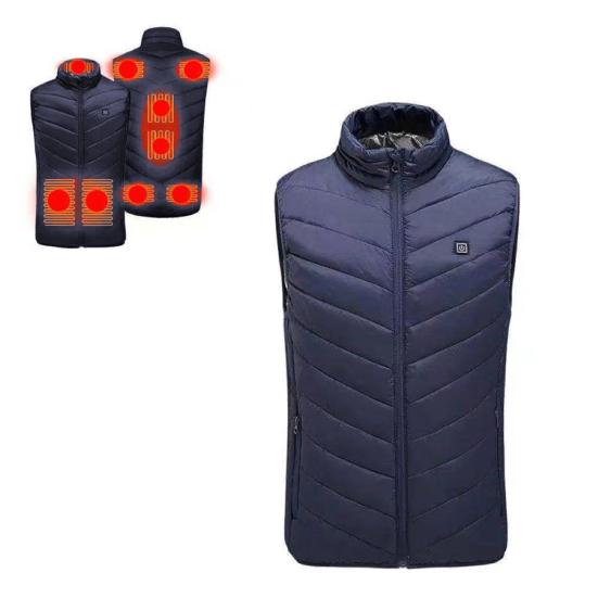 Men Heated Puffer Vest USB Electric Graphite Heating Windproof Thermal Waistcoat Winter Outdoor Activities Down Cotton Vest Coat