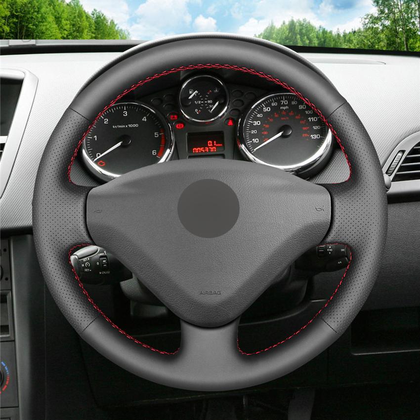 Черный чехол на руль автомобиля из искусственной кожи для Peugeot 207 Expert Partner 2006-2018 Citroen Berlingo Jumpy Fiat Scudo 2008-2016
