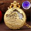 Luminous LED Quartz Pocket Watch Hollow Train Locomotive Engine Steampunk Quartz FOB Light Watches for Men Women