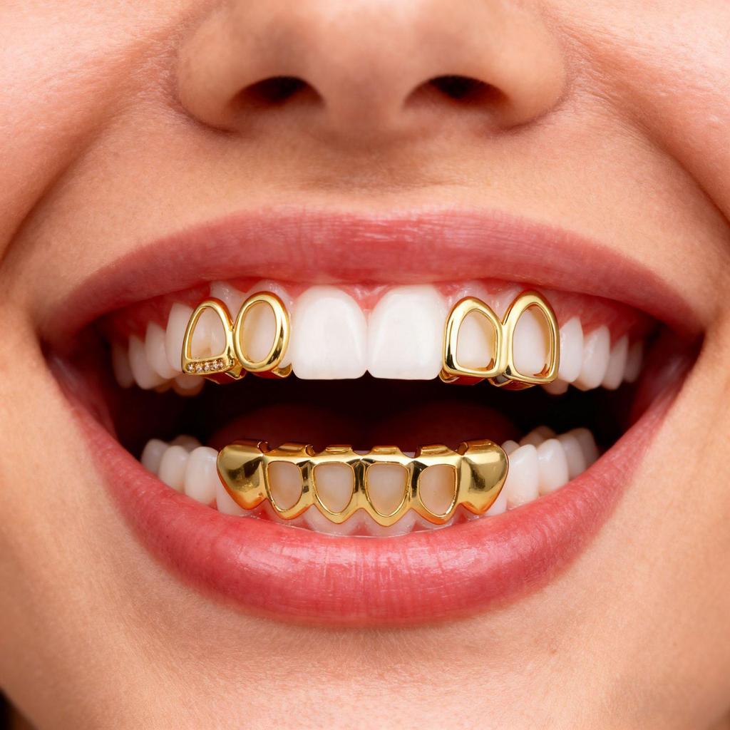 Трендовые европейские и американские панк-стиль хип-хоп полые геометрические глянцевые грилзы