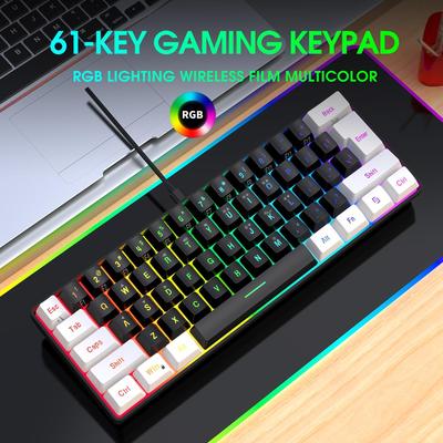 60% проводная игровая клавиатура, мембранная игровая клавиатура с RGB-подсветкой, ультракомпактная мини-клавиатура для ПК, компьютера, геймера, белый и черный