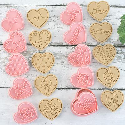 10 шт. Формочки для печенья 3D ко Дню святого Валентина, штампы для печенья в форме сердца, самодельные пресс-формы для печенья Love You Flower Heart
