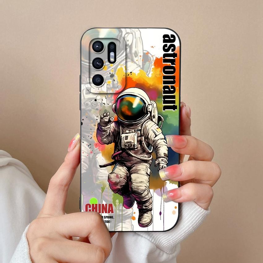 Для Oppo Reno6 7 8 10 Pro Lite 6z 7z 8z Чехол для телефона Модный узор «Масляная живопись Черный кот» Мягкий чехол Защитная пленка для экрана Противоскользящая накладка Для чехла Oppo