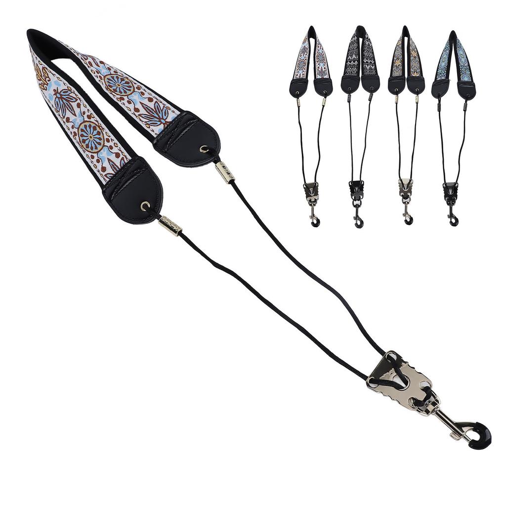 Ремень для шейного ремня с вышивкой для альт-тенор-саксофона, регулируемые аксессуары для инструментов с металлическим крючком