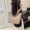 Stylish Large Capacity Tote Bag In Black White Khaki Brown Perfect For Daily Use