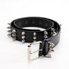 Gothic Punk Belt Men Women 3-Row Spike Rivet PU Leather Versatile Jeans