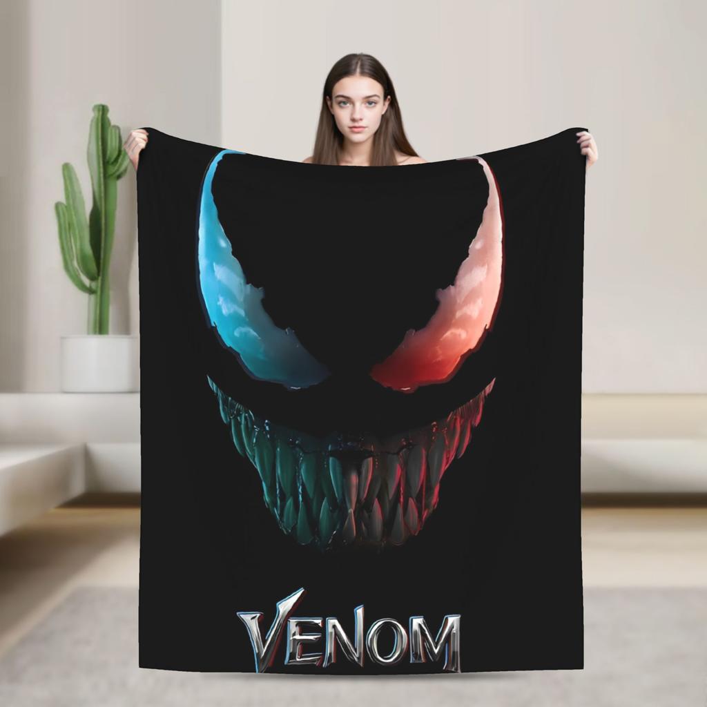 Venom cartoon Blanket  Travel Office Flannel Throw Blanket For Couch Chair Sofa Bed Soft Design Quality Bedspread Gift