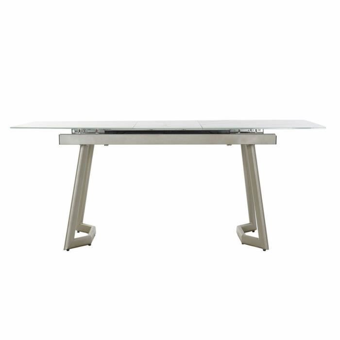 Dining Table - Golden Glass - White Metal - 140x80x76 Cm - Rectangular