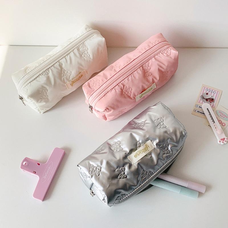 INS Simplicity Студенческий пенал для девочек, милый бант, однотонная косметичка, симпатичная портативная большая емкость для хранения канцелярских принадлежностей