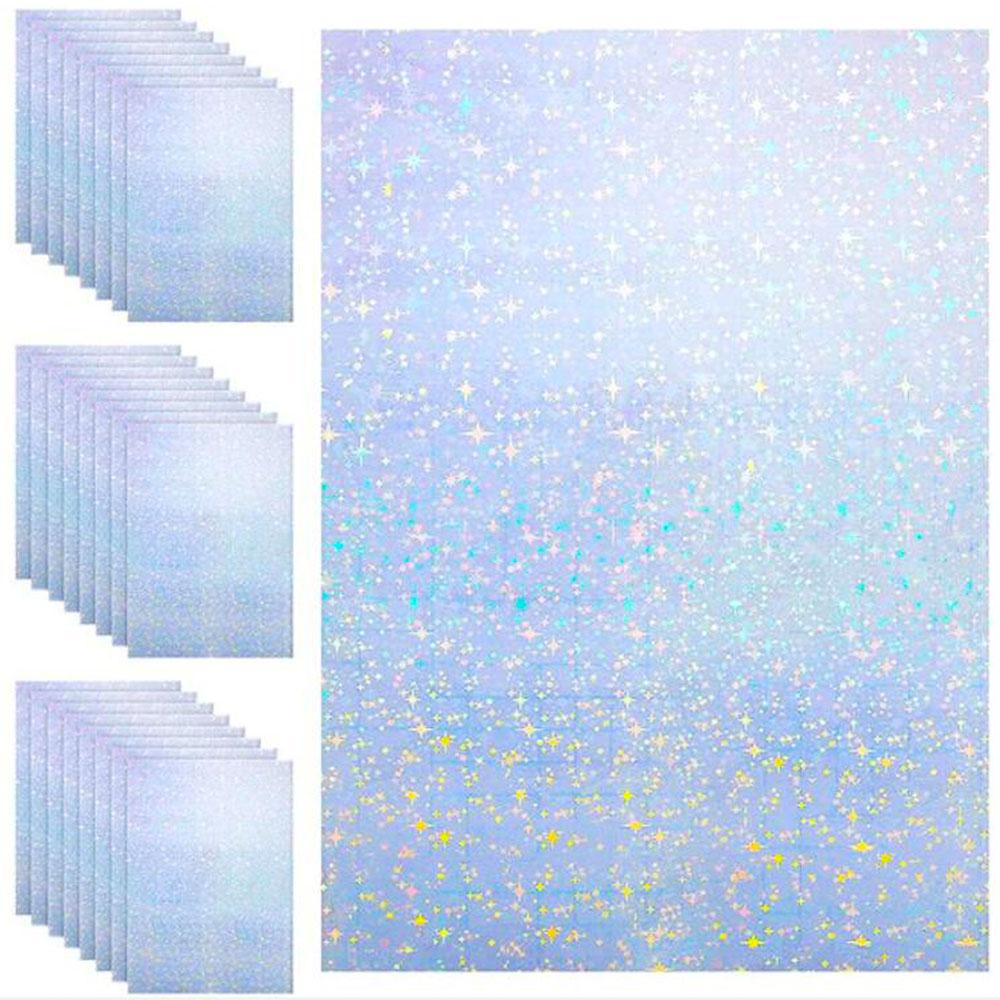 Holographic Glitter Laser Self Adhesive Waterproof Vinyl Stickers A4 Size Overlay Photos Windows Laptops Decorations 10pcs Sets