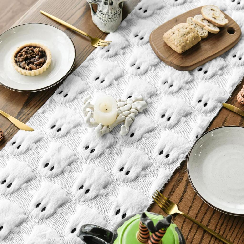 Halloween 3D Ghost Table Runners Dresser Table Decor Washable Kitchen Dining Coffee Table Runner Party Decor Reusable