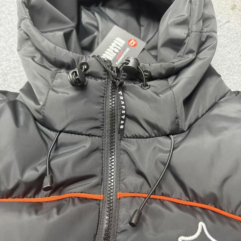 Мужская зимняя пуховая куртка с капюшоном и вышивкой Trapstar - Американский уличный хип-хоп стиль