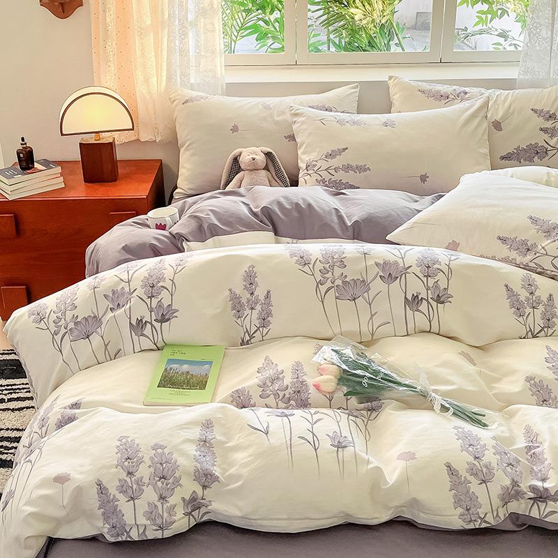 Комплект из четырех предметов из хлопка, кровать из чистого хлопка, пододеяльник, простыня, комплект из трех предметов для спальни, постельное белье