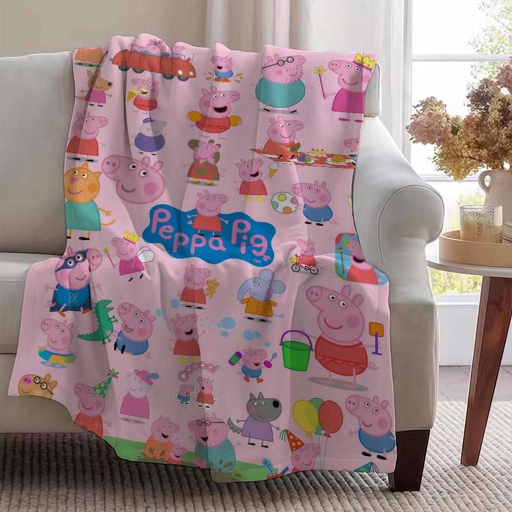 P-PeppaS-ES Blanket Throw Super Cosy Plush Living Room Sofa Couch Childish Birthday P-PigS Gifts
