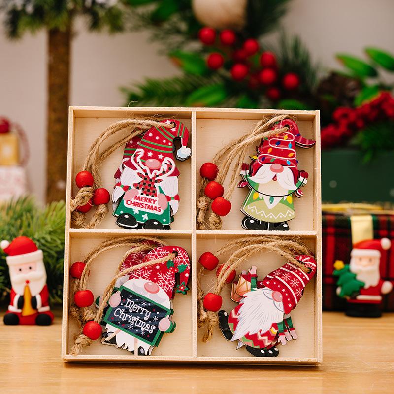 12Pcs Christmas Decoration New Year Gift Gnomes Pendants 2025 Christmas For Xmas Tree Wooden Hanging Ornaments