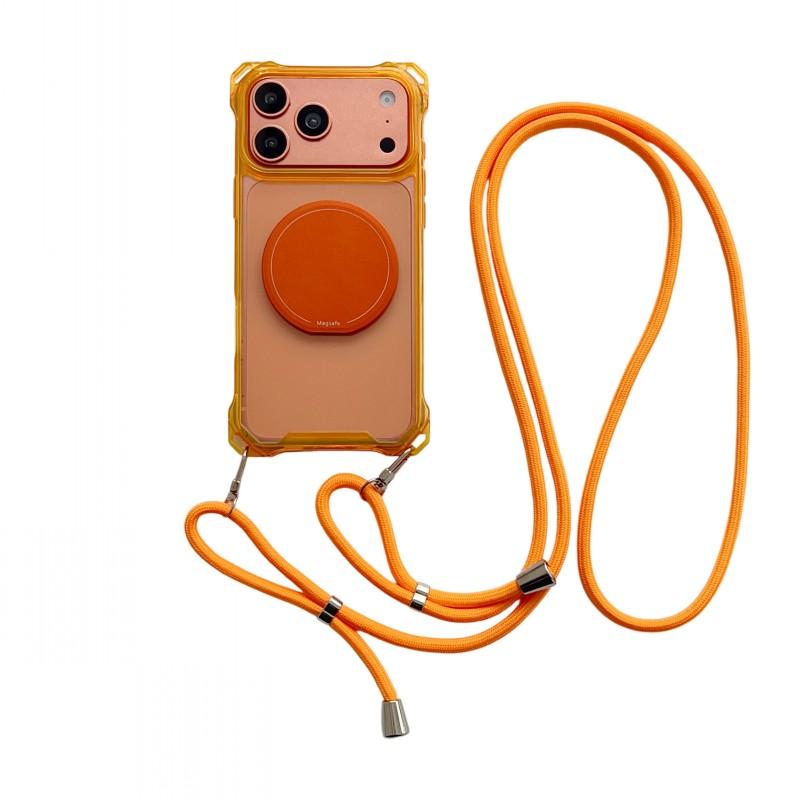 Прозрачный чехол с ремешком для iPhone 17 Pro Max 16 15 13 12 11 14 Plus Air Crossbody Шнурок Пластиковая подставка-зеркало Магнитный держатель Чехол