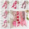 Ribbon Headband Silk Scarf All-match Pink Hair Tie Printed Scarf Flower Neckerchief Scarf Hair Band Women