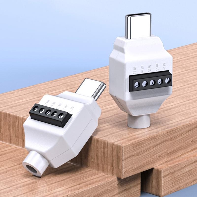 Разъем USB Type C (папа) на 5-контактный/4-контактный клеммный блок, без пайки, для быстрой проводки и ремонта устройств, поддерживает только зарядку 65 Вт