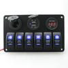 DC 12 V/24 V Car Marine Boat 6-Gang Waterproof Circuit Blue LED Rocker Switch Panel Breaker USB Charger Switches  Relays