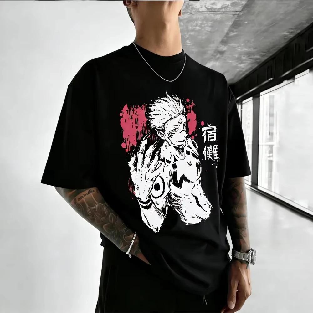 Футболка унисекс Jujutsu Kaisen Годзё Сатору, 100% хлопок, 2026 Лето, Горячий Аниме Принт, Круглый Вырез, Мужская Женская, С коротким рукавом