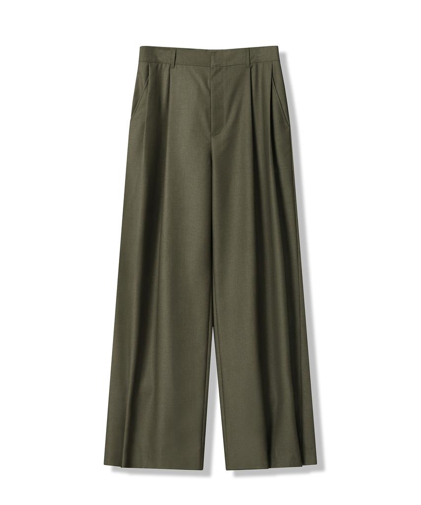 AVANDRESS Two-Tuck Slacks 101 Olive