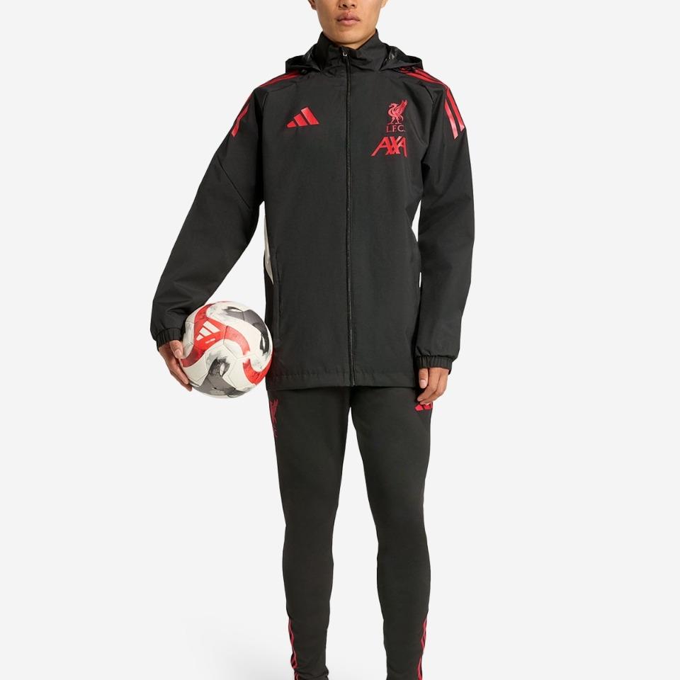 adidas LFC Сезон 25/26 Домашняя Всепогодная Легкая Дышащая Водонепроницаемая Куртка с Капюшоном на Молнии для Футбола Мужские куртки JV6553