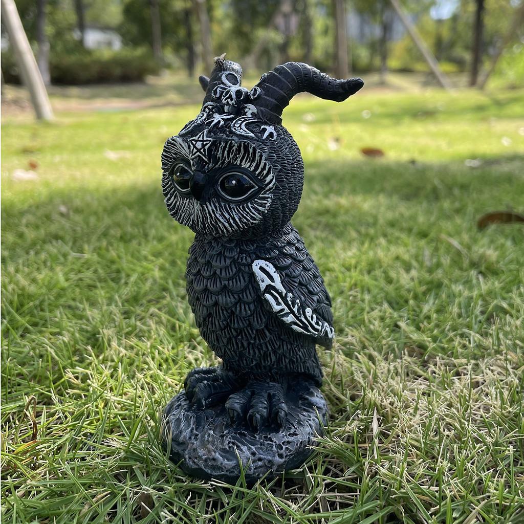 Завораживающая фигурка совы из смолы на тему Хэллоуина Очаровательная скульптура животного для декора