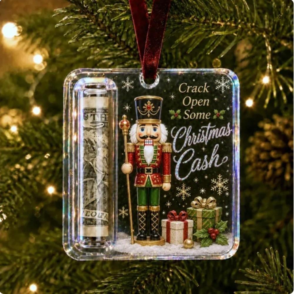 Hanging Christmas Cash Gift Ornament Acrylic Treat Holder Ornament Cash Gift Box for Holiday Decor