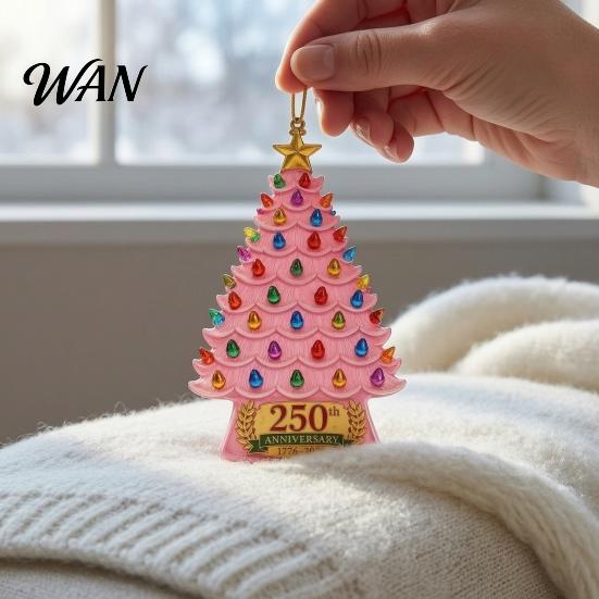 Personalized Xmas Gifts 5 Pcs 2D Flat 250 Anniversary USA Christmas Tree Ornament, Year Acrylic Ornaments of America 1776-2026 Patriotic Hanging