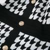 Summer Women Elegant Houndstooth Sleeveless Knitted Sweater Mini Short Slim Bodycon Pullover Dresses