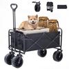 Carry Wagon Foldable Carry Cart Outdoor Wagon Camping Cart Large Tires with Brake Large Capacity 110L Load Capacity 100KG 4 Wheels Outdoor