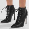 Ботильоны с острыми заклепками, новые осенне-зимние, черные, на молнии сбоку, модные ботильоны-стилет в стиле панк, ботинки-локомотивы