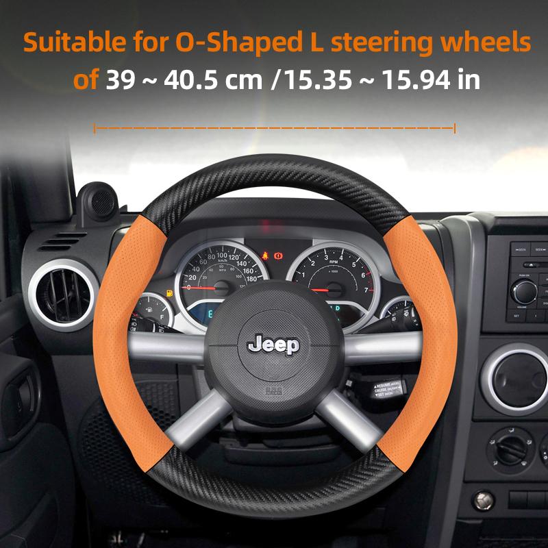 zkfan8 Suitable for Jeep Breathable Hole Leather Matte Carbon Fiber Texture Steering Wheel Cover Suitable for Compass Renegade