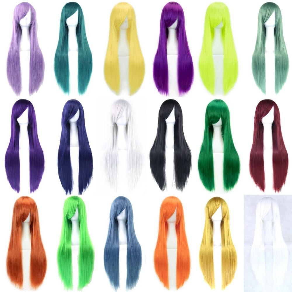 73cm Long Synthetic Hair Layered Anime Straight Hairpiece Halloween Cosplay Wigs Carnival