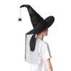 Women Halloween Witch Hat Foldable Adult Black Satin Wizard Hat Halloween Party Costume for Cosplay Carnivals Masquerades