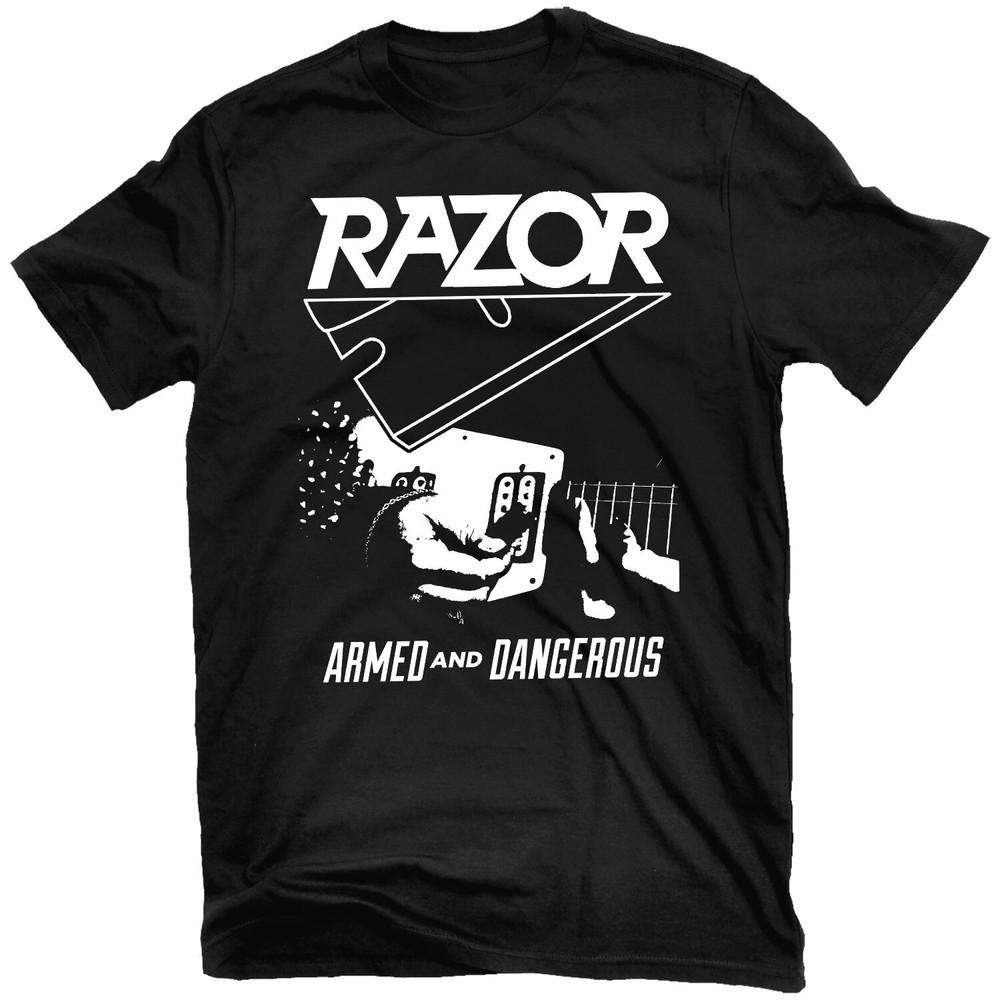 RAZOR Вооружен и опасен Футболка НОВАЯ! Унисекс Футболка Relapse Records TS4640