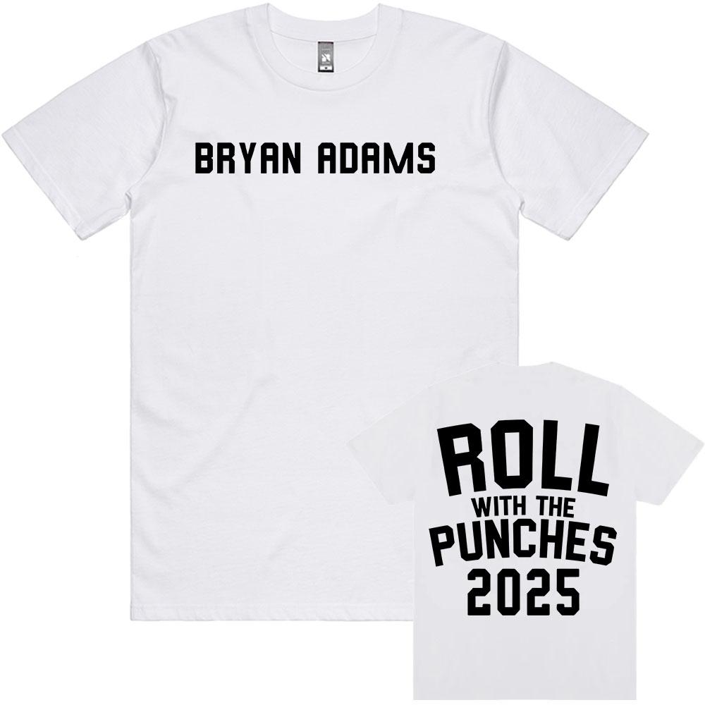 Футболка с принтом BRYAN ADAMS ROLL WITH THE PUNCHES TOUR 2025 Футболки с коротким рукавом из хлопка в уличном стиле для мужчин Футболки унисекс