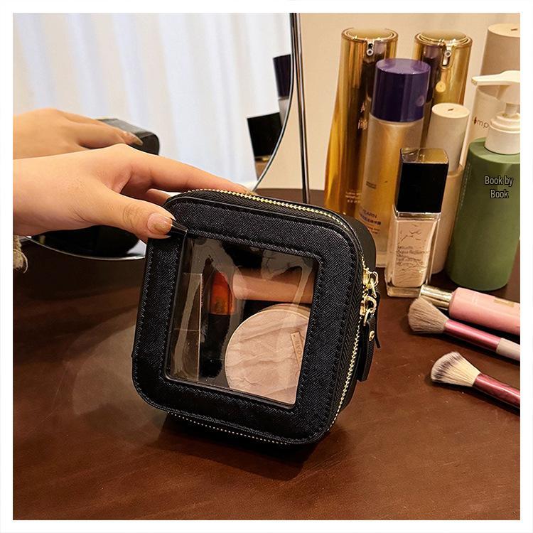 2024 Компактная прозрачная косметичка - Ручная сумка для хранения косметики, жесткий кейс
