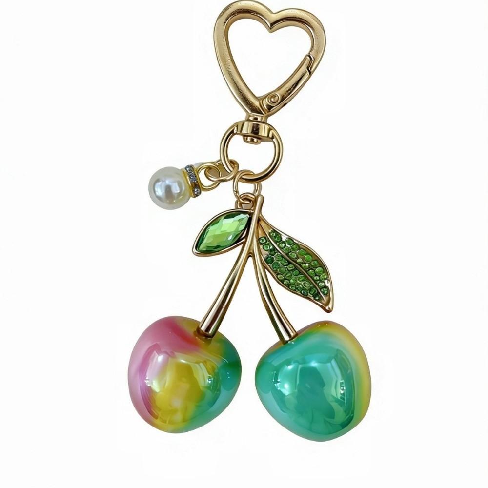 Colorful Design Simulation Fruit Keychain 3D Small Fruit Metal Bag Decoration Trendy Style Key Ring Handbag Decor