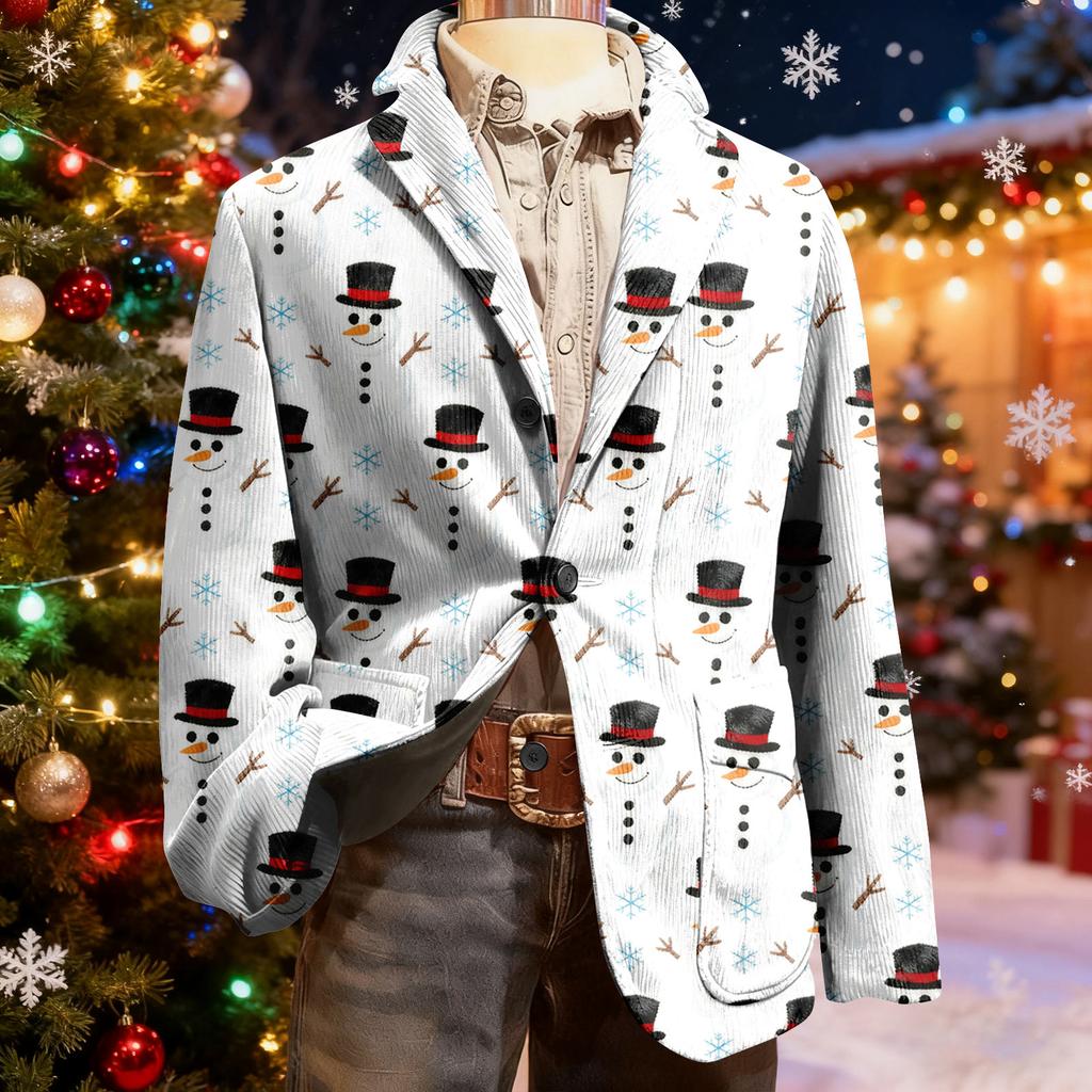 Мужской уродливый рождественский вельветовый теплый карманный пиджак-кардиган, мужской повседневный костюм