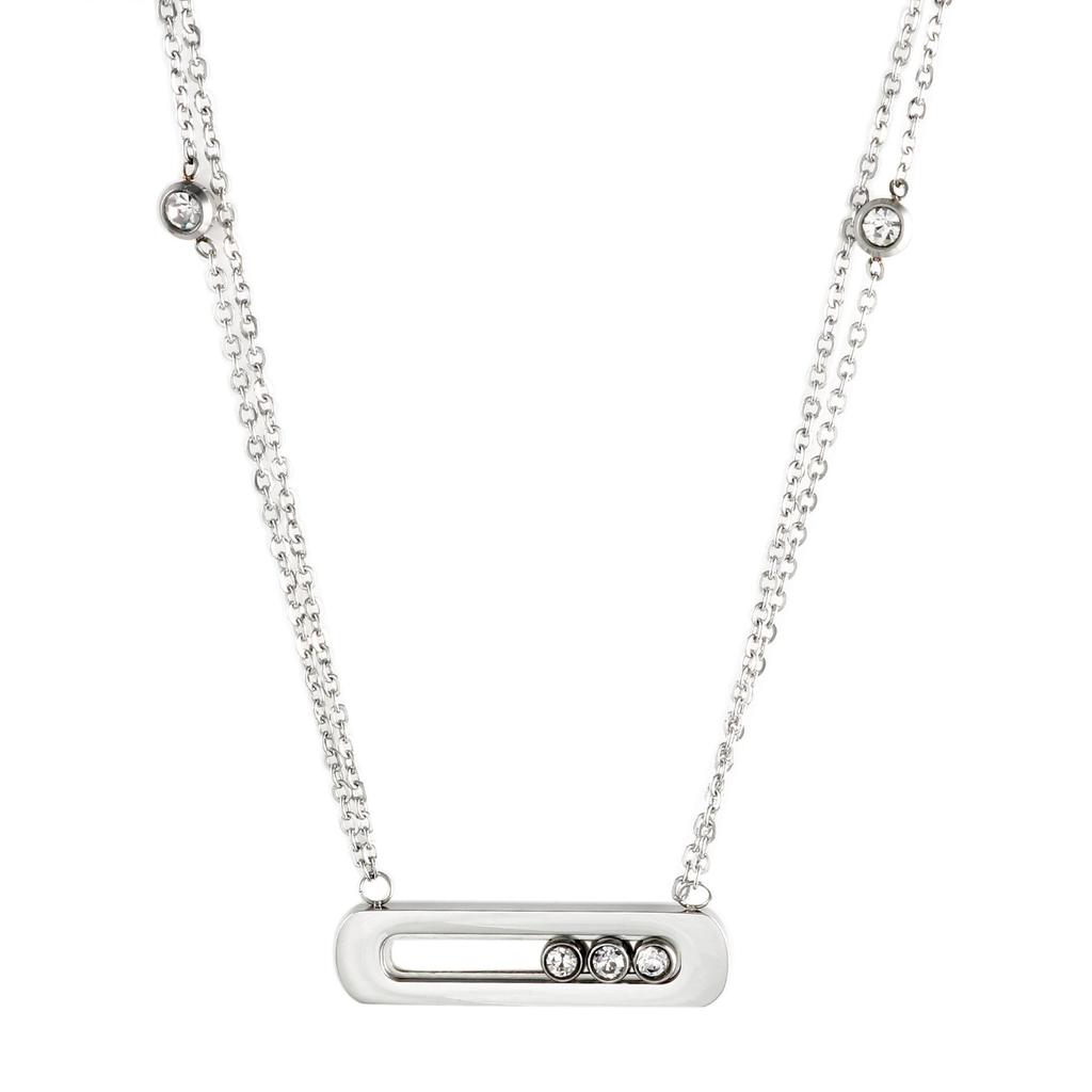 Geometric Jewelry Set: Stainless Steel Diamond-Encrusted Ring, Necklace, Bracelet & Earrings