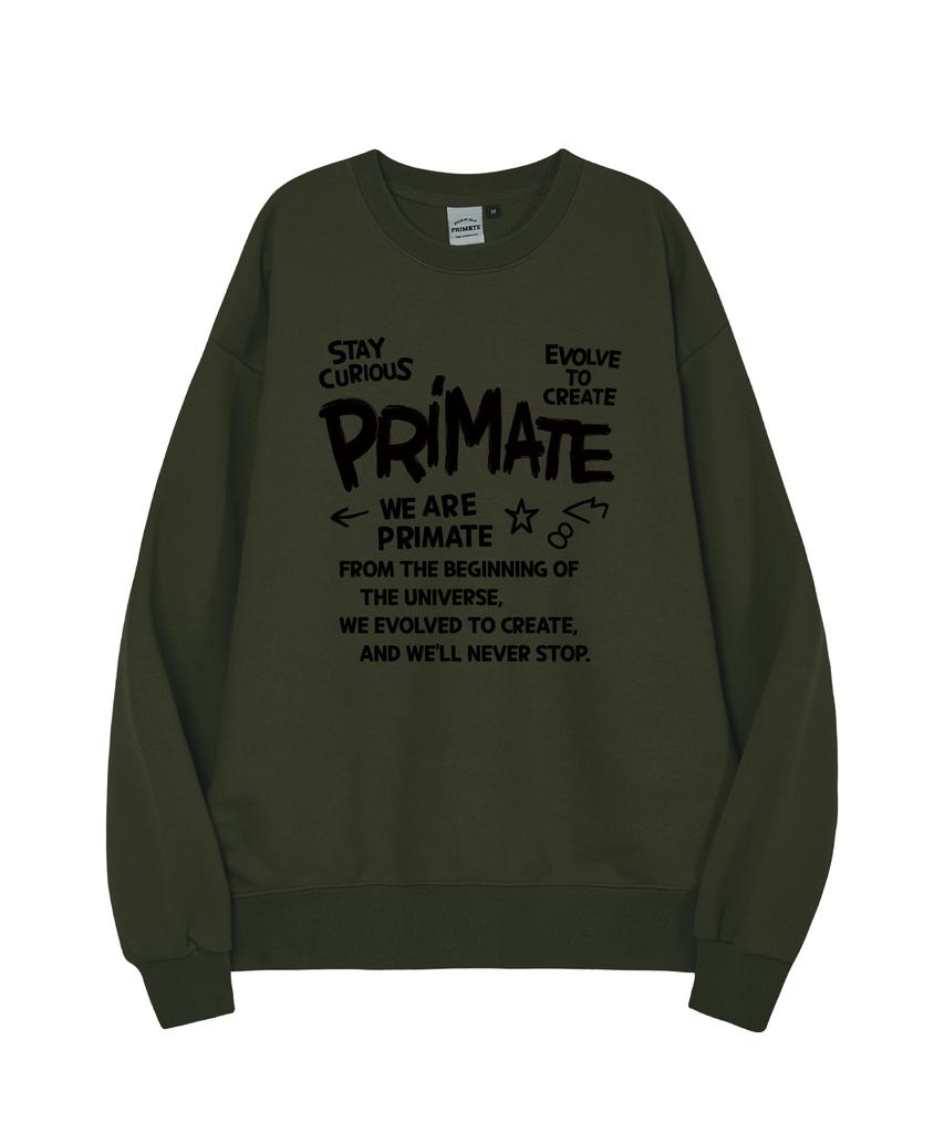 PRIMATE [С флисовой подкладкой/Без флисовой подкладки] Свободная толстовка 'Любопытный' 5 цветов (Тип Б)