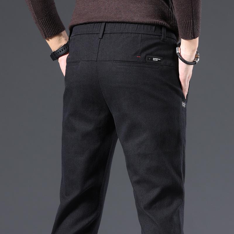 Imitation Cow Casual Pants Men's Solid Color Elastic Slim Fit Versatile Men's Casual Pants Fashion Brand Korean Mid Waist