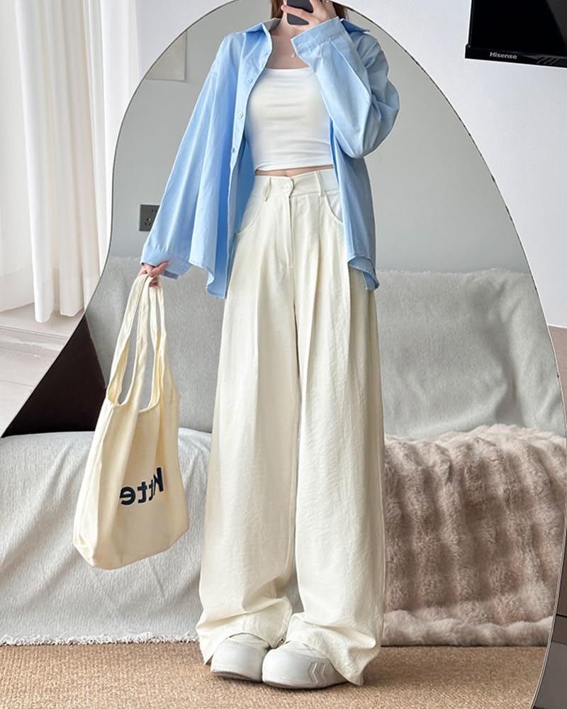 Wide pants for gaucho elastic loose long long body coverage [HIMATI] women, pants, waist, fit, plain, length, slimming, refreshing, casual, summer,